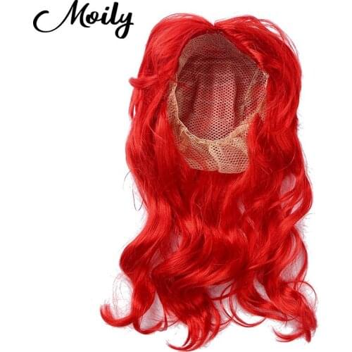 Red Kids Girls Princess Mermaid Wigs Halloween Party Synthetic Hair Elastic Net Cap tHeadwear Costume Props Cosplay Accessories