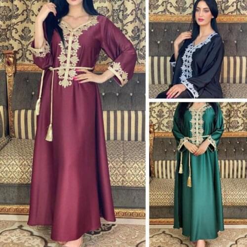 Abaya Dubai Muslim Women Dress Djellaba Femme Embroidery Boubou Long Sleeve Gown Turkish Kaftan Eid Mubarak European Clothing