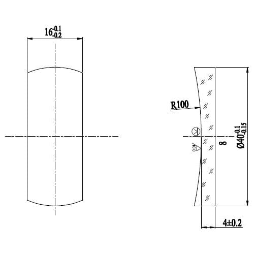Flat concave mirror 40x16, F50