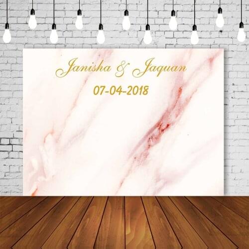 Custom Wedding Party Backdrop Bridal Shower Banner Pink Marble Texture Birthday Portrait Background Poster Table Wall Decoration