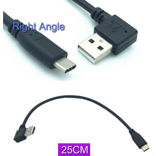 Right Angle USB2.0 (Type-A) Male to USB3.1 (Type-C)Male Cable 0.25m