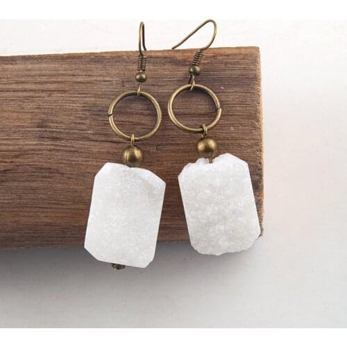 RH Fashion Boho Jewelry Accessory Blue/white/purple Natural Druzy Pendant Earrings Jewellery Wedding Party Gifts Women Earrings