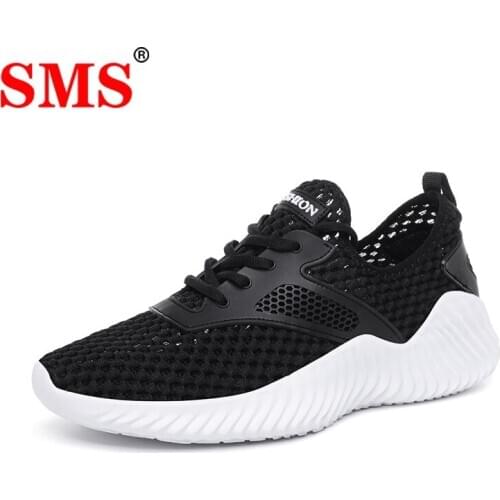 SMS Men Light Running Shoes Outdoor Breathable Lace-Up Jogging Shoes for Man Sneakers Anti-Odor Mens Casual Shoes Plus Size