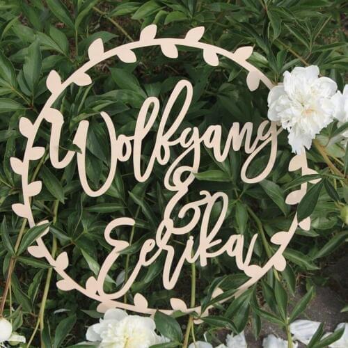Wedding name Wood Cutout Name Sign with wedding Save the date, Wedding Decor Wall Sign, wooden cutout wreath name wedding sign