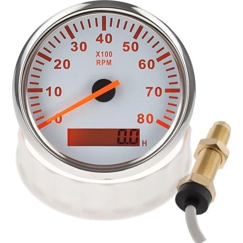 85mm Boat Tachometer 3000,4000,6000,8000 RPM Tachometer Car Marine Tacho Meter Gauge with Hourmeter 12V/24V toerenteller