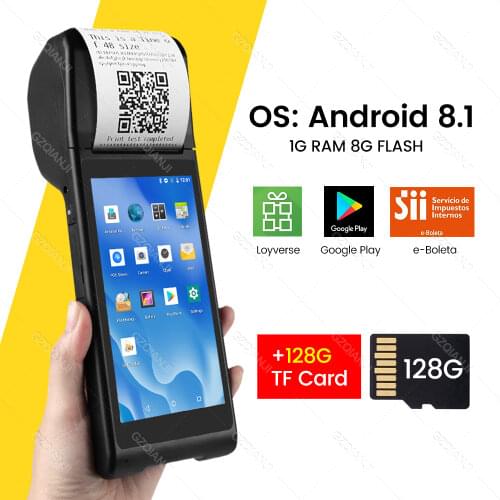 Android 8.1 PDA Terminal POS Machine 5.5 Inch Touch Screen Built-in 58mm Bluetooth Thermal Receipt Printer Support Wifi GPS