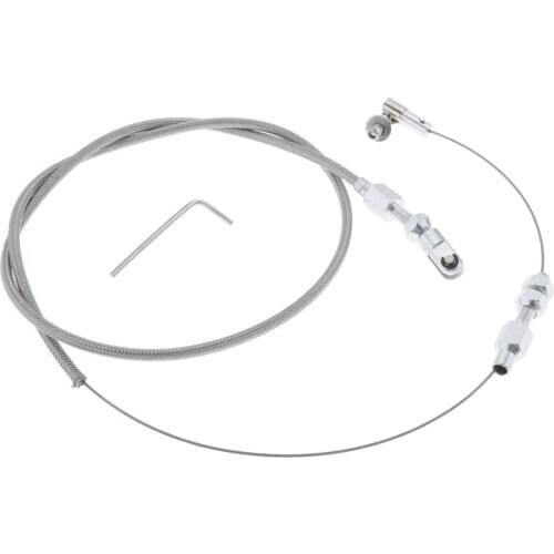 Stainless Steel Throttle Cable with Fittings, Silver, 56inch Stainless Steel Cable, 36inch Housing