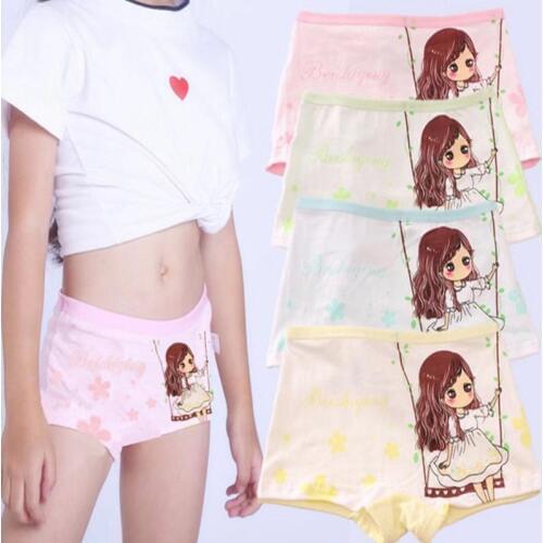 4pc/lot Girls Underwear Boxer Pant Kids Pure Cotton Soft Underwear Children Boxers Pant for 2 To 12 Years