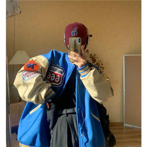 Retro street fashion couple hip-hop baseball uniform female 2021 new spring thin jacket couple loose jacket Womens spring jacket