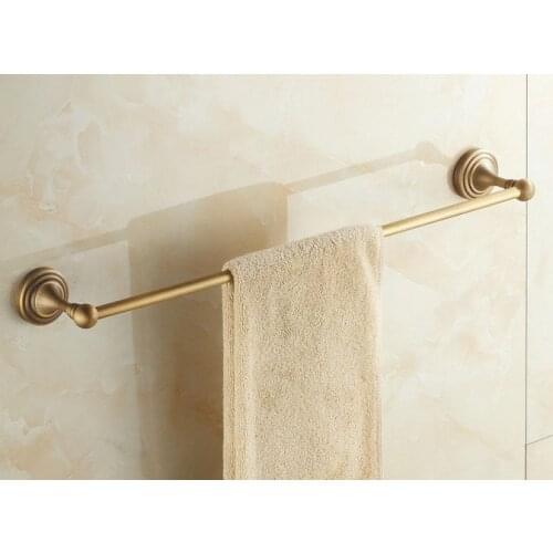 Vintage Retro Antique Brass Wall Mounted Bathroom Hardware Single Towel Rail Bar Holder Dba032
