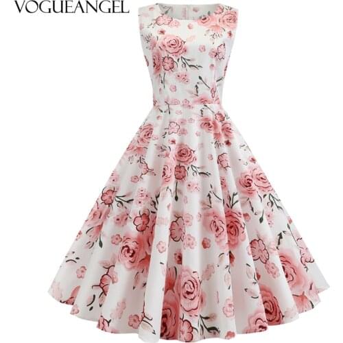 Women Summer Dress 2021 plus size clothing Audrey hepburn Floral robe Retro Swing Casual 50s Vintage Rockabilly Dresses Vestidos