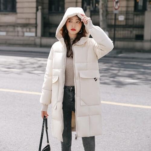 ISENMAL Women Winter Hooded Warm Coat Plus Size Cotton Padded Jacket Female Long Parka Womens Wadded Jaqueta Feminina