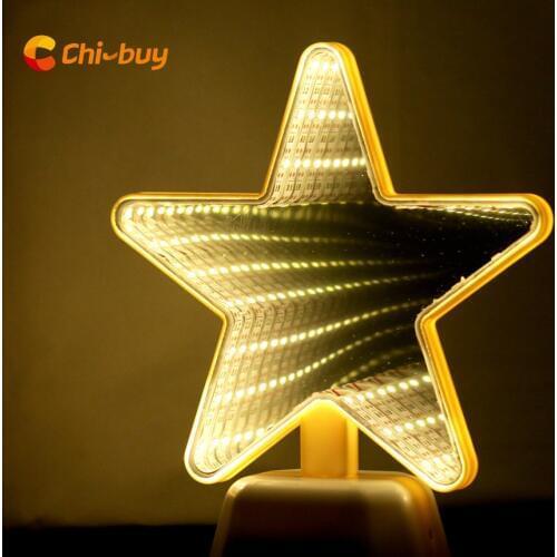Star LED infinity tunnel lamp LED Mirror tunnel light Home Decoration Light Sign Pentagram 3D tabletop light tunnel mirror light