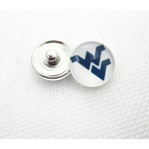10pcs University of West Virginia Snap buttons 18mm Sports snap buttons Diy Snaps Jewelry Bracelet&bangles charms
