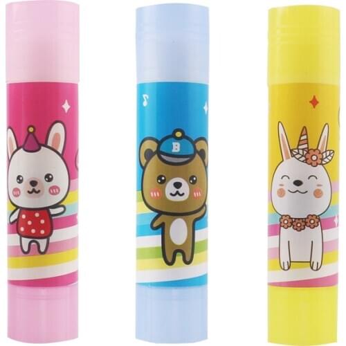 3PCS 9g small color cartoon super adhesive solid glue PVA children DIY hand glue stick