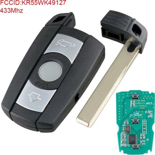 433Mhz 3 Buttons Remote Car Key Fob with PCF7945 KR55WK49127 Chip Fit for BMW 3 5 Series X1 X6 Z4 E60 E70 E71 E91 E92 CAS3