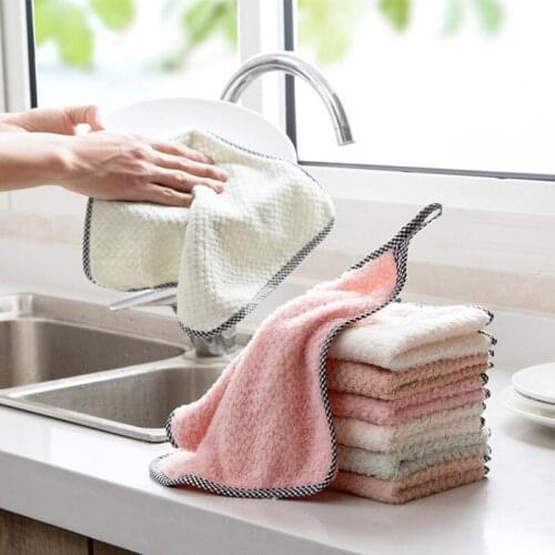 3 pcs of coral fleece hand towel 25*25cm hangable kitchen cleaning towel non-linting absorbent dishwashing cleaning cloth