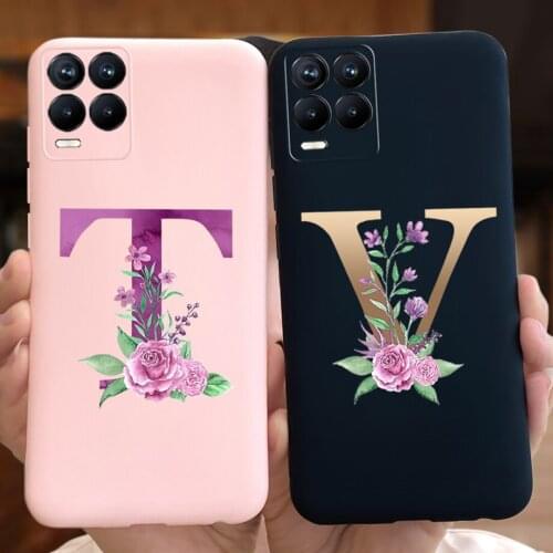 For Oppo Realme 8 Pro Case Cute Letters A To Z Back Phone Case Cover On For Fundas Realme8 Pro 6.4" 2021 Realme 8 Soft TPU Case