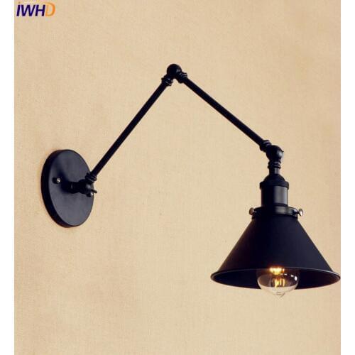 Black Retro LED Wall Light Fxitures Edison Wandlampen Adjustable Long Arm Wall Lamp Vintage Arandelas Aplique Murale Lampen
