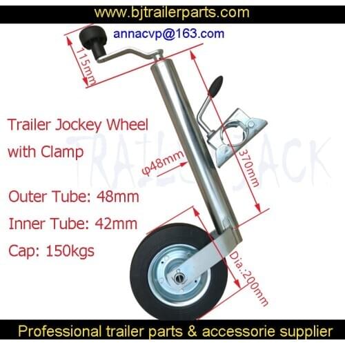 CVP High Quality Trailler Jack Jockey Wheel RV Stand with Clamp Top Wind,48mm Tube, Caravan Accessories Camper Parts