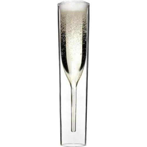 Double Layers Glasses Champagne Flutes Goblet Bubble Sparkling Wine Tulips Cocktail Wedding Glass Cup