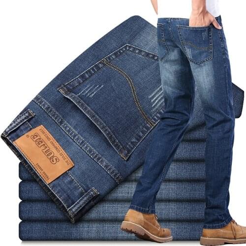 Spring And Summer New MenS Classic Retro Jeans Business Straight Loose Casual Stretch Denim Trousers Male Fashion Brand Pants