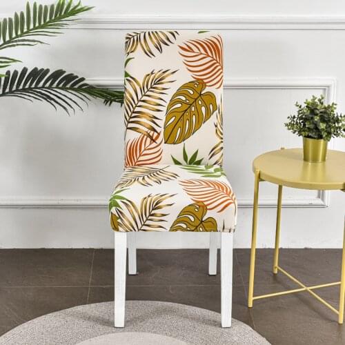 Leaves Printing Stretch Elastic Chair Covers Spandex For Wedding Dining Room Office Banquet housse de chaise chair cover