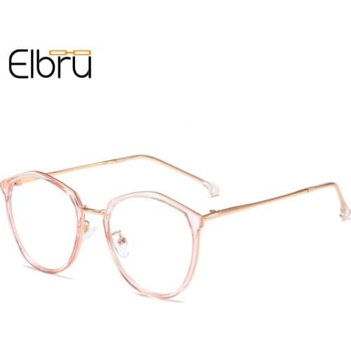 Elbru Vintage Polygon Glasses Frame Retro Fashion Men Women Irregular Transparent Eyewear Ultralight Metal TR90 Plain Glasses