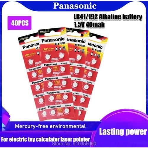 40PCS Panasonic AG3 392A L736 LR41 392 384 SR41SW CX41 192 button cell Coin Battery for watch ,20pcs 1.55V AG3 Alkaline Battery