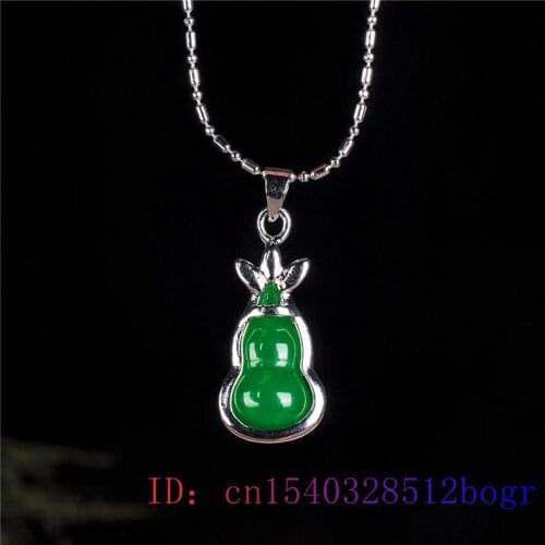 Jade Gourd Pendant Amulet Chinese Charm 925 Silver Women Fashion Necklace Chalcedony Natural Hetian Gifts Jewelry