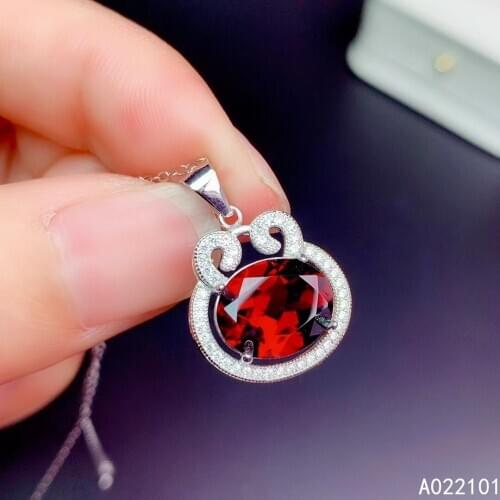 KJJEAXCMY fine Jewelry 925 Sterling Silver Natural Garnet Girl popular Pendant Necklace Support Test Chinese style hot selling