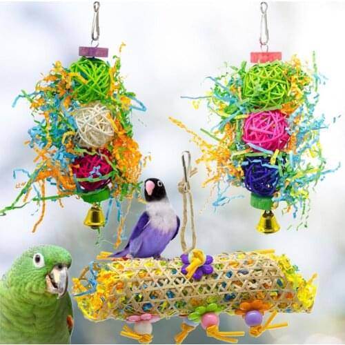 3Pcs/Set Parrot Cage Toy Multi-color Bite Resistant Woven Sepak Takraw Parrot Bite Toy Bird Supplies Bird Nest Decorative