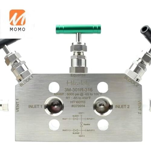 Stainless steel 1/4 inch female NPT flange instrumentation manifold with 3 valves