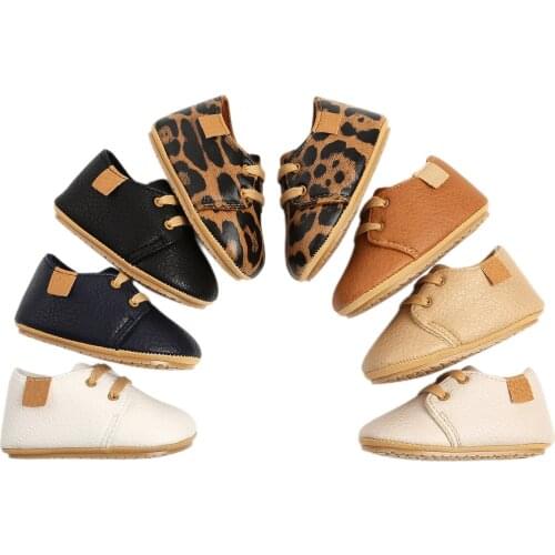 Pudcoco Baby Boys Fashion Lace Up Sneakers Trendy PU Leather Crib Shoes Soft Rubber Sole 0-18M Infant Toddler Casual Moccasins