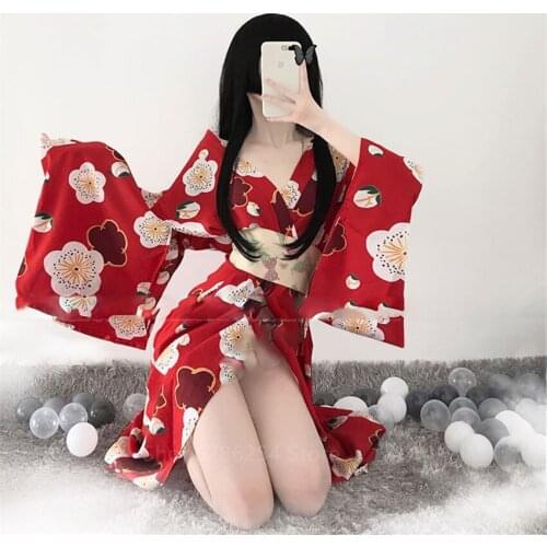 Summer Japanese Kimono Sexy Women Bathrobe Bridesmaid Gift Robes Sexy Lingerie Top Yukata Sleepwear Print Bath Long Robe Set