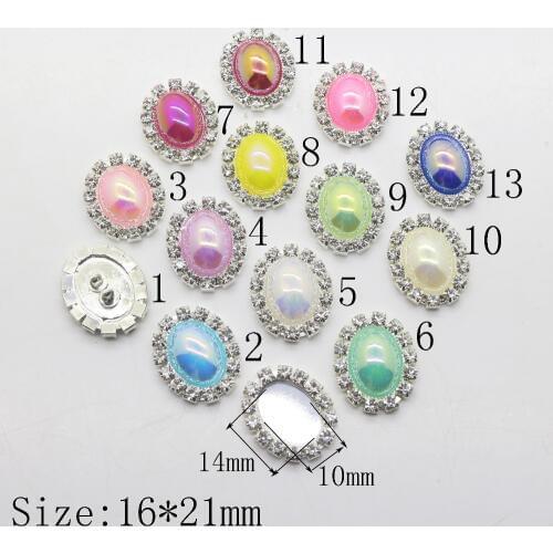 Fashion Oval16*21MM Bright pearl rhinestone button sewing coats button metal Wedding inviations hair flower center scrapbooking