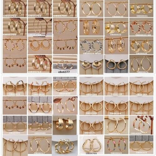 48 Pairs/lot Fashion Trendy Gold Plated Round Hoop Earrings For Women Girl Jewelry Accessories Wedding Party Gift