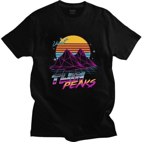 Vaporwave Visit Twin Peaks T Shirt for Men Pure Cotton Mountain Tee Top Fashion Short Sleeve Fashion Tshirt 90s TV T-shirt Merch