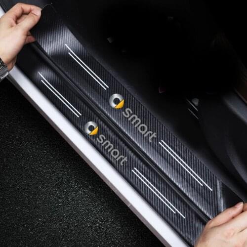 Car Door Sill Carbon Fiber Stickers Anti Scratch Tailgate Threshold Protection Tticker For Smart 453 451 450