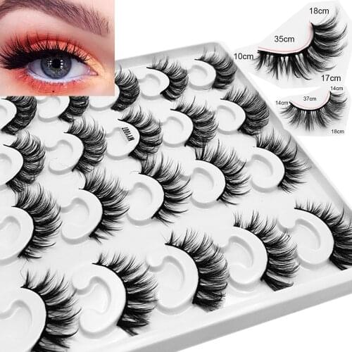 NEW5/10pair 15-25mm Lashes 5D Mink False Eyelashes Thick Fluffy Mink Eyelashes Dramatic Volume Lashes Cross Hand Mand Eye Makeup