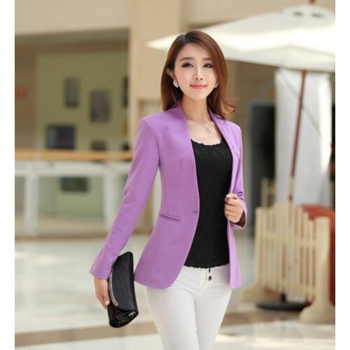 Spring new fashion European and American womens spring and autumn coat Slim wild small suit ladies long suit coat Large size