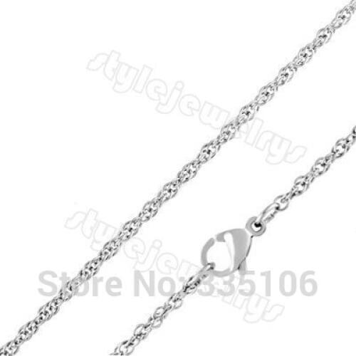 Wholesale 1.5mm Silver Color Elliptical Link Necklaces Chain Stainless Steel Fashion Women Necklace Lobster Clasp SCH0012