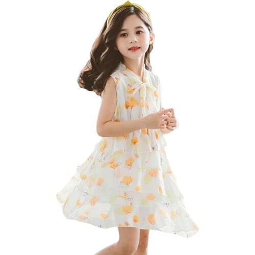 Girl Dresses Floral Pattern Girl Child Dress Tiered Children Dress Summer Clothes For Girls 6 8 10 12 14