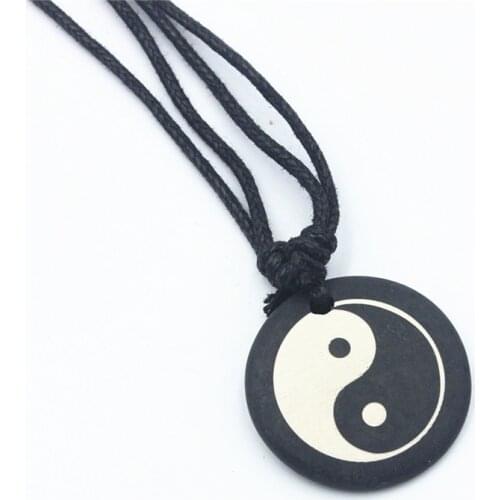 Men Womens Tai Chi Yin & Yang yak bone Pendant Amulet Necklace Lucky Gift Tribal Fashion Jewelry XL68