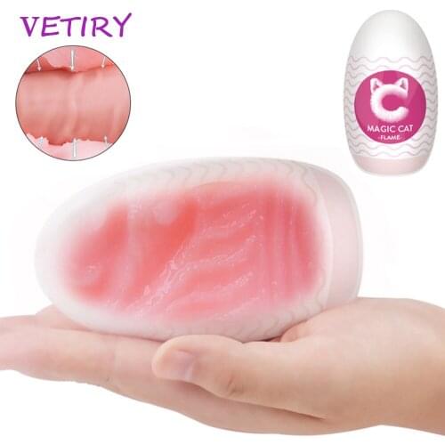 Realistic Textured Real Pussy Egg Male Penis Masturbator Soft Vaginal Massage Sex Toys for Men Penis Trainer Adult Products