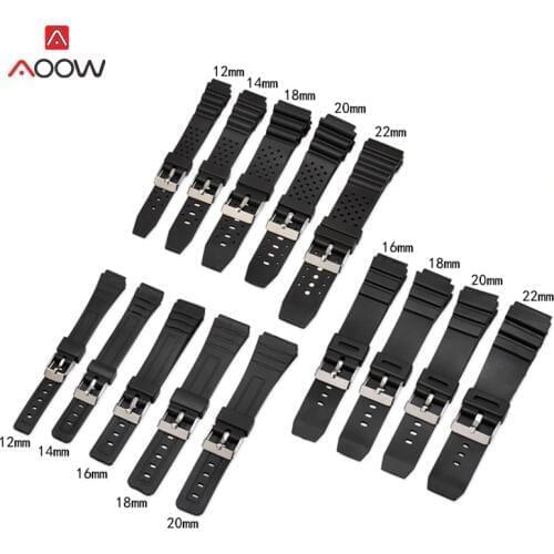 AOOW Silicone Rubber Watch Band Strap Fit For Casio G Shock Replacement Black Waterproof Watchbands Accessories 12/14/16/18/20mm