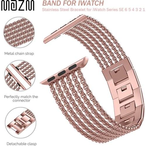 Women Stainless Steel Luxury Strap for Apple Watch Band SE 4 3 38mm 42mm Metal Bracelet for iWatch Series 6 5 44/40mm Watchband