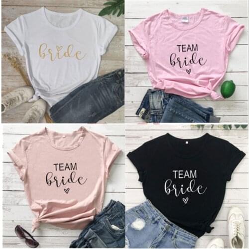 Bride To Be Wedding Decoration Solid Color 6 Size Team Bridal T-shirt Bachelor Party Team Bride Squad Hen Party Bridal Shower