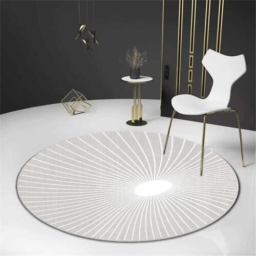 Nordic Grey Round Rug For Living Room Modern Abstract Printed Carpet Coffee Table Rug Bedroom Armchair Mat Non-slip Floor Rug