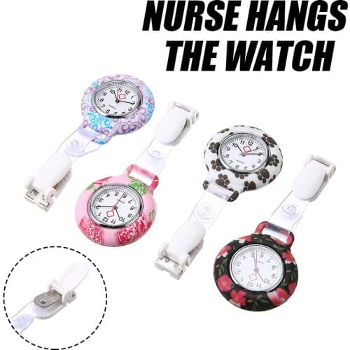 Shellhard 1pc Fashion Casual Ethnic Flower Silicone Nurse Watches 4 Styles Brooch Fob Quartz Pocket Round Dial Nurse Watch